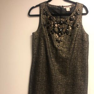 Kensie gold metallic party dress with gem details